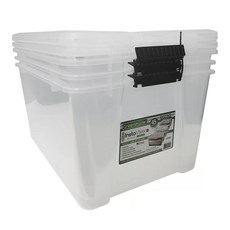 Greenmade InstaView 45夸脫多用途收納箱三件組，透明可堆疊設計，居家收納好幫手, Transparent, 3件