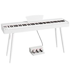 入門級電子鋼琴，88鍵標準琴鍵，多種音色選擇，藍牙連接，輕巧便攜, 木紋力度白+三踏+四支腳, 1套, LeGemCharr-5130L電鋼琴