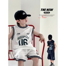 男童網眼速乾籃球服套裝2025夏季新款大童男孩時髦帥氣背心運動裝