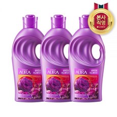 아우라 섬유유연제 생화캡슐 용기1L 3개, 피오니로즈 1L 3개
