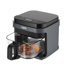 家賀 SONGEN松井 日系3D熱旋5.5L晶鑽玻璃氣炸鍋 氣炸烤箱 SG-421GAF, 黑色