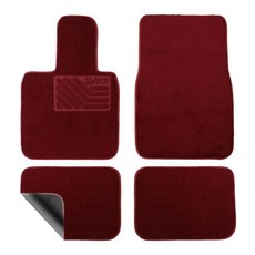 EKR 전천후 범용 핏 자동차 바닥 매트 1.3cm(0.5인치) 두께의 카펫 SUV 밴 세단 트럭에 맞는 드라이버 힐 패드가 있는 미끄럼 방지 매트 (버건디 블랙 풀, 버건디