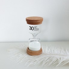 케이트가든 우드 모래 시계 강화 유리 양치 생활 습관 타이머, 30분, 화이트