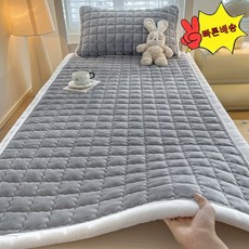 위어라 두꺼운 우유 벨벳 매트리스 겨울 학생 기숙사 단일 매트리스 가정용 단일 및 이중 쿠션 침대 매트, 90*200cm, 그레이