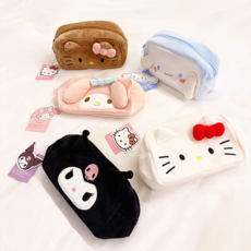 산리오 메이크업 봉제 파우치 대용량 캐릭터 다용도 필통 극세사