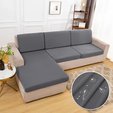 PU 가죽 소파 쿠션 커버 방수 원단 슬립 솔리드 스트레치 시트 거실 방진 홈, Back cushion cover, 03 grey