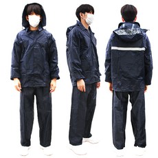 SF 신사 고급 우의 블랙 상의 하의 우비 세트 방수 비옷, L