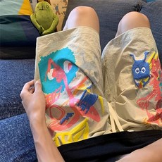 冰絲短褲男士夏季薄款速幹沙灘休閒五分褲多巴胺寬鬆百搭運動褲子