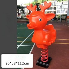 놀이터 스프링 목마 공원 동물 흔들말 시소 야외 흔들의자, 1개, 오렌지레드