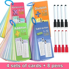 0 Pcs 수학 훈련 카드 어린이를위한 테이블 자체 확인 교실 가정 보조 몬테소리, 01 Arithmetic Cards