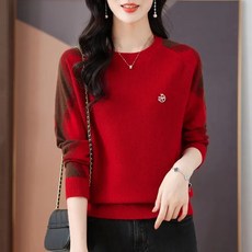 KAQIA 여성 캐주얼 겨울니트 티 라운드넥 긴팔 니트탑 MY004