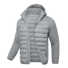 TBMPOY 남성용 하이브리드 패딩 재킷 경량 러닝 겨울 따뜻한 재킷 코트 단열 골프 연회색. XXL