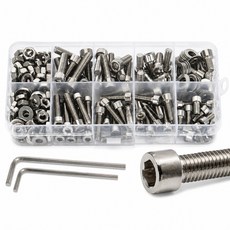 240pcs 스테인리스 육각렌치 볼트 너트 평와셔 세트 육각렌치 포함, 1세트