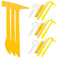 두뇌발달 교감 고고학 파기 망치 브러시 고고학 발굴 도구 교육용 21 개, 01 Yellow