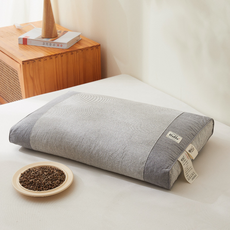 FINE ART 사계절 스트라이프 베개 목편한 베이직 수면 사각 메밀베개, 1개, 그레이