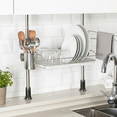 한스리빙 고급 기둥식 스텐 싱크선반 식기건조대, 1개, 400 실버, 1단