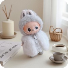 팝마트 라부부 내마음속의 비밀번호 시리즈 미니 버전 인형옷 인형 의상, 미니 아기 옷(아기 제외), 화이트 벨벳 재킷