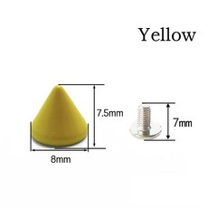 가죽 공예 휴대폰 케이스 장식 액세서리 의류 리벳 8mm x 7 5mm 콘 컬러 스터드 18 가지 색상 제공 5 세트, 8x7 5mm 5Set, Yellow