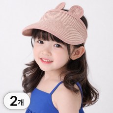 1+1 아동 토끼 라탄 썬캡 세트 돌돌이 휴대용 밀짚 모자 유아 아동용 여름 캡모자 어린이 키즈 와이드캡 자외선 uv 차단 여아 남아 선캡
