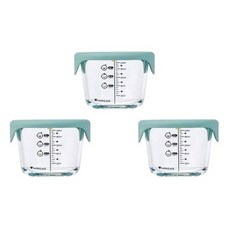 락앤락 리틀럽 디어 실리콘캡 원형 이유식 용기, 260ml, 스카이블루, 3개