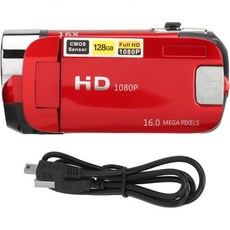 D90 1080P 16메가픽셀 디지털 카메라 2.4인치 회전 화면 캠코더 16배 줌 HD 비디오 레코더 필 라이트 포함 레드, red