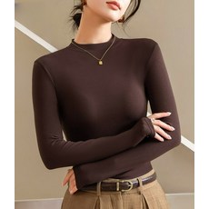 모달 티셔츠 여성용 기본 레이어드 티 스판 슬림핏 봄 가을 긴팔 이너 탑