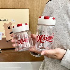 夏季吸管水杯女生塑料杯高顏值便攜提手兒童夏季新款簡約學生杯子, 經典白400ml,杯子, 1個