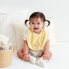 마롤로뜨 테리 원형 아기 턱받이 양면 2겹, 1개, 1개입, 옐로우_테리원형턱받이