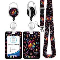 HAKUNEI 자폐증 인식 퍼즐 배지 홀더 접이식 릴 포함 기린 ID 카드 배지 케이스 카라비너 클립 포함 ID 카드 이름표 배지 프로텍터 커버 직장 사무실 간호사, 의료 액세서리