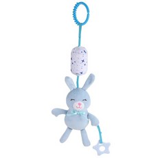 幼兒玩具A2L 新生兒床掛玩具：可愛兔子大象小熊造型 毛絨安撫搖鈴風鈴 嬰兒床推車兩用, 1個, 1.藍兔 風鈴, 藍兔