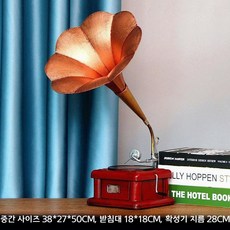 레트로 전화기 공중전화 레드 인테리어 소품 촬영 전화 복고, 중형 적동 축음기