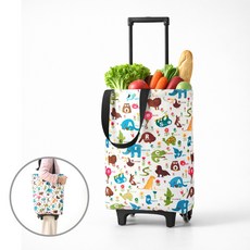 ROYAI ONE 휴대용 방수 장바구니 접이식 장바구니카트, 1개, 화이트