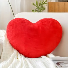 하트베개 하트쿠션 부드럽고 귀여운 토끼털라이크 하트쿠션, Red