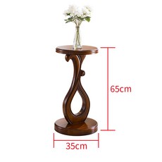 美式全實木花架客廳落地式陽台置物架綠蘿爬藤展示架子, A款矮花架【櫻桃色】65cm高