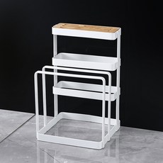 日式刀板架 砧板架 鍋蓋刀具菜板收納 多功能置物架 廚房整理 鐵藝, 1個, 木蓋款