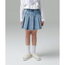 무신사 스탠다드 MUSINSA ANDARD KIDS 데님 밴딩 플리츠 스커트 라이트 인디고