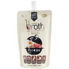 헬시브로스 반려동물 프리미엄 홈메이드 육수 간식 파우치 소 180ml, 소고기+황태혼합맛, 70개