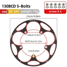 VXM 도로 자전거 110BCD 50T 좁은 와이드 체인 휠 보호 패널 기어 링 커버 부품, 01 50T 54T Red, 01 130BCD