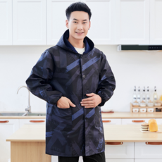 男士防油漬罩衣 加厚長袖工作服, 藍條迷彩, 4XL