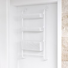 노바리빙 촘촘 3단 다용도 문걸이 선반 수납 간편 DIY 철제선반, 화이트