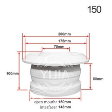 하우스환풍기 강력 축사 ABS 원형 제트 구형 깍지 에어 벤트 중앙 환기 조절 가능 원격 배출구 밸브 장치, 3) 150, 01 150