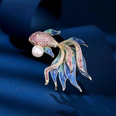 台灣出貨 衣服飾品國風新中式彩錦鯉胸針高端氣質胸花小眾奢華別針西裝大衣配飾百搭, 1個, 錦鯉彩色