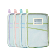 HUAJIE A4網狀文件袋 雙面標籤 310mm x 235mm x 40mm, 粉色, 4個