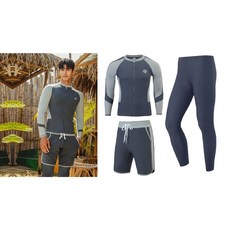 ZHMOER 防曬情侶長袖泳衣 水母衣 潛水衣 潮流韓國風 灰 男款三件式 3XL