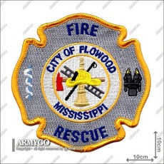 ARMYGO 刺繡臂章 City of Flowood 消防救援隊徽, 1個, 加車黑色(刺面)魔鬼氈