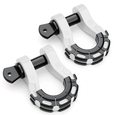 AUTOBOTS D 링 섀클 튼튼함(2팩) 30 844.3kg(68 000파운드) 용량 1.9cm(3/4인치) 섀클보다 강력함 2.2cm(7/8인치) 나사 핀 견인 스트랩, 화이트-블랙