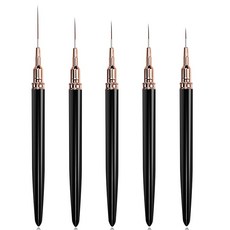 DYNAVERT 네일 아트 초극세 라인 브러시 세트 5개 캡 포함 그리기 도구 긴 라인용 세부 디자인 4mm 8mm 12mm 20mm 25mm 젤네일 프로 메인테넌스 네일 브러시