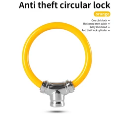자전거 강철 케이블 잠금 산지차 안전 도난 방지 잠금 고리형 잠금 단차 휴대용 고리형 잠금, 오렌지