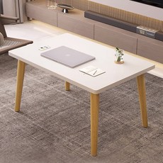 SeekFun 좌식 테이블 책상 원목 낮은 거실 테이블 좌식 식탁 티테이블 원룸 자취방 미니 테이블, 화이트