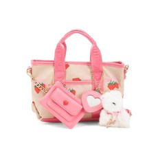 Juicy Couture 스트로베리 페스티벌 토트백 크로스바디 스트랩 도그 참 핑크 27.9 x 16.5cm(11 6.5인치) 쥬시꾸뛰르 264961